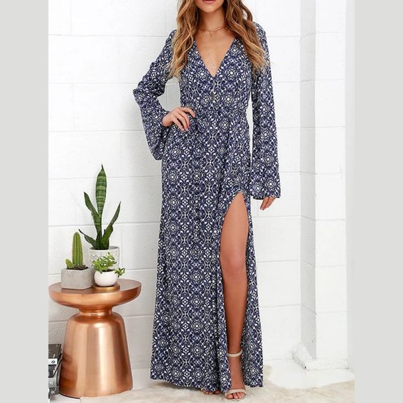 Lulus Mandala Daydream Blue Maxi Dress - Picture 1 of 4